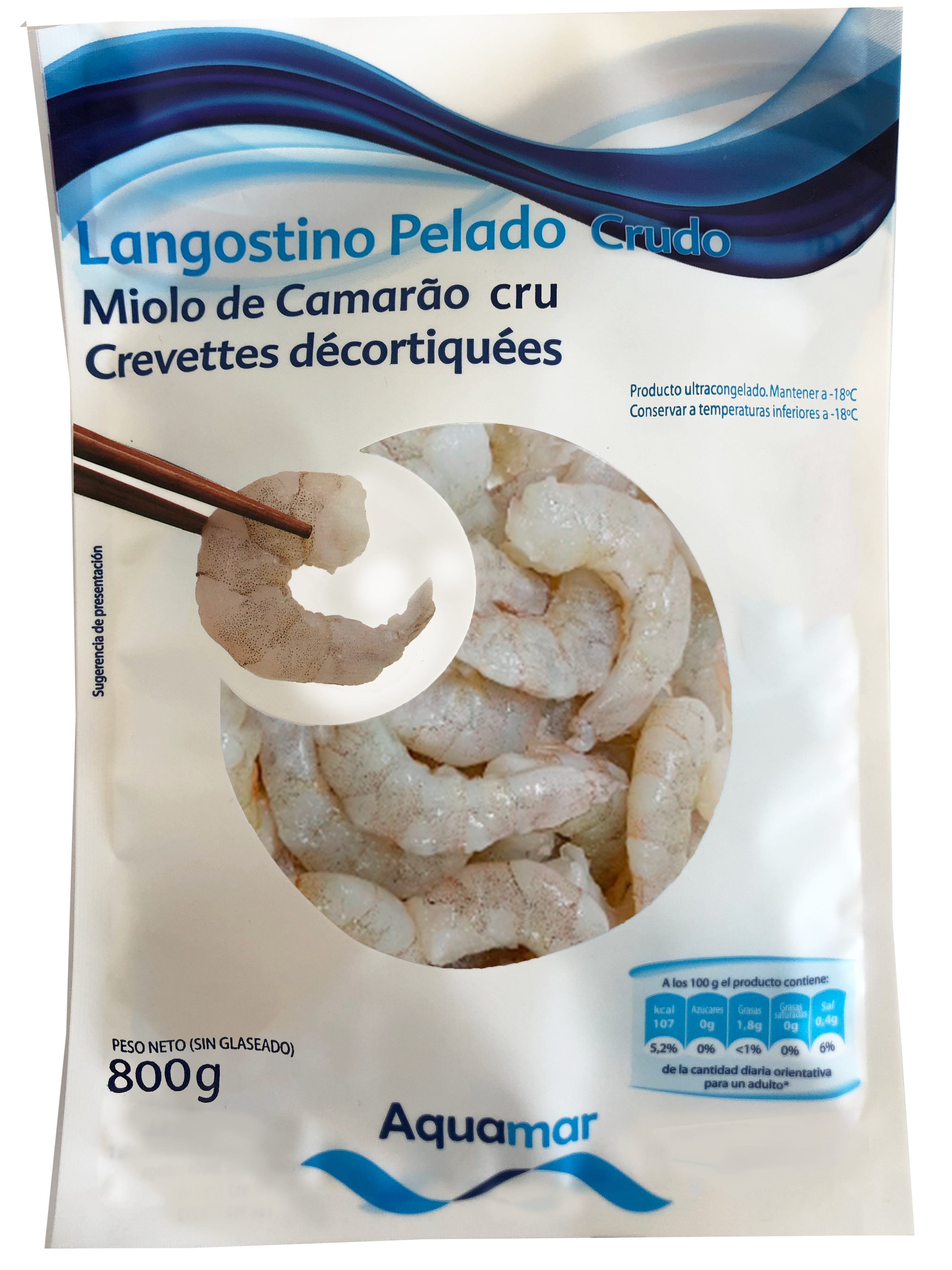 Bolsa de Langostino pelado crudo Aquamar 800g